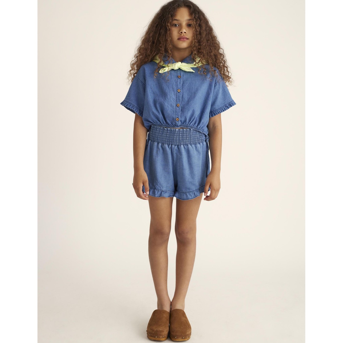 Lucak Twill Denim Blouse & Anaisk Twill Denim Shorts
