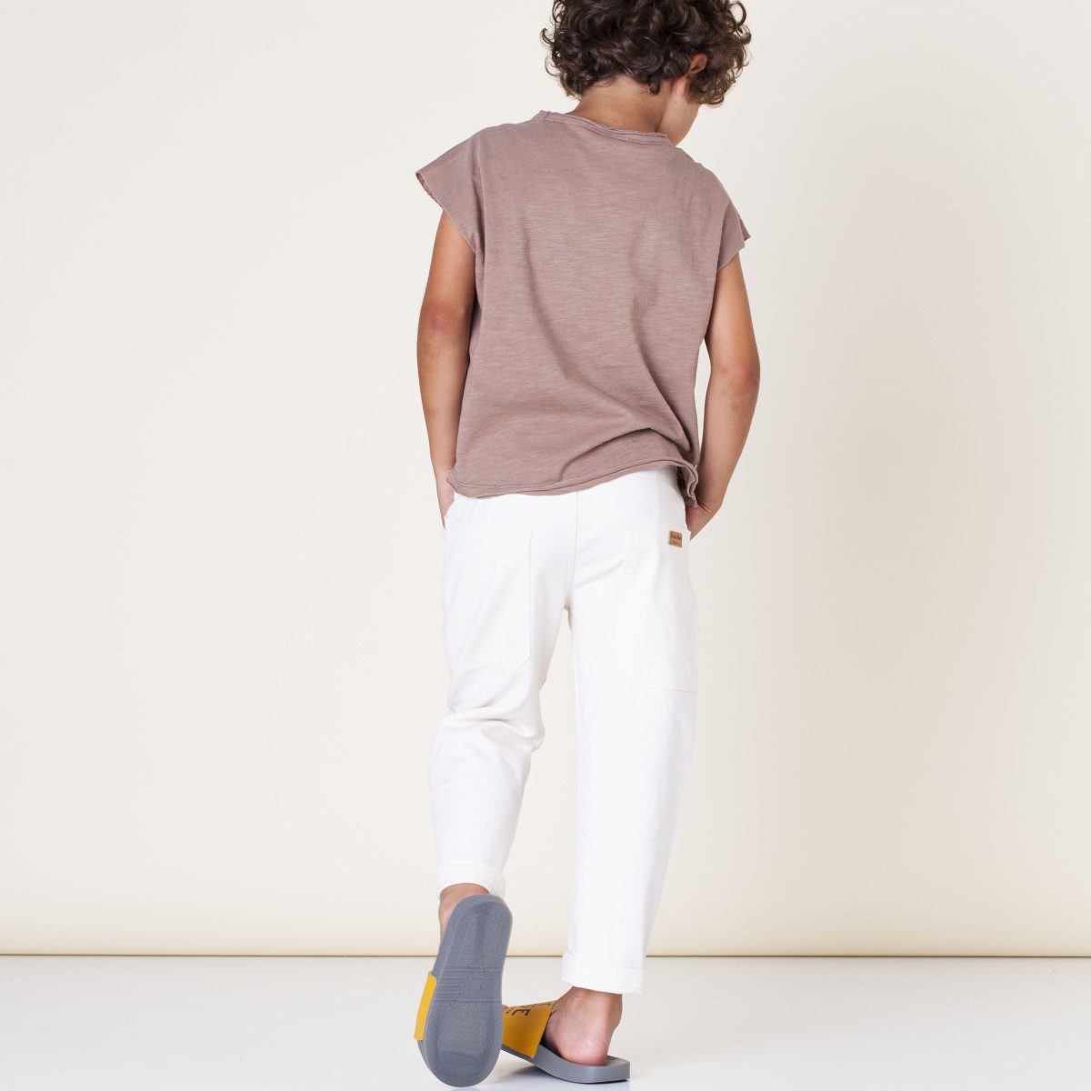 Ranglan T-Shirt & Denim Boy Trousers | Brown/Off-White