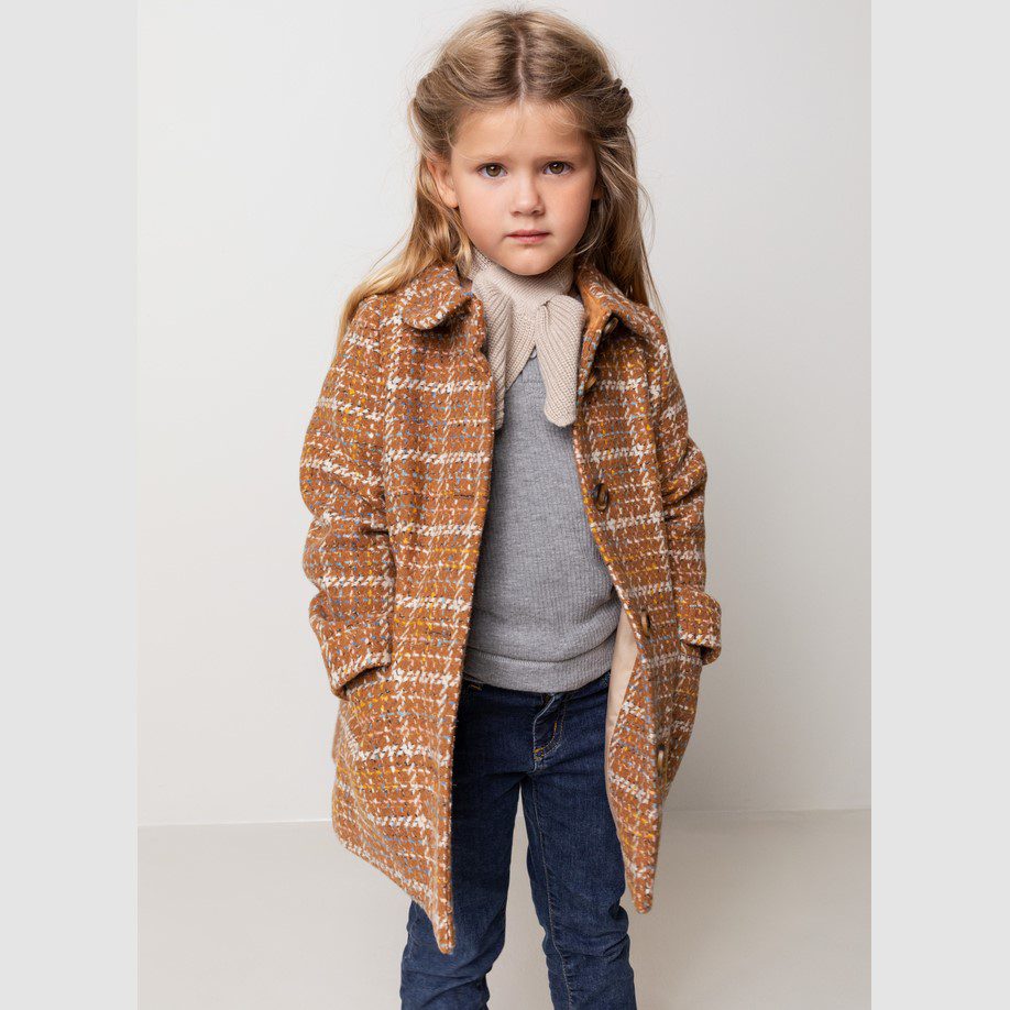 Olive Wool Coat | Caramel Check
