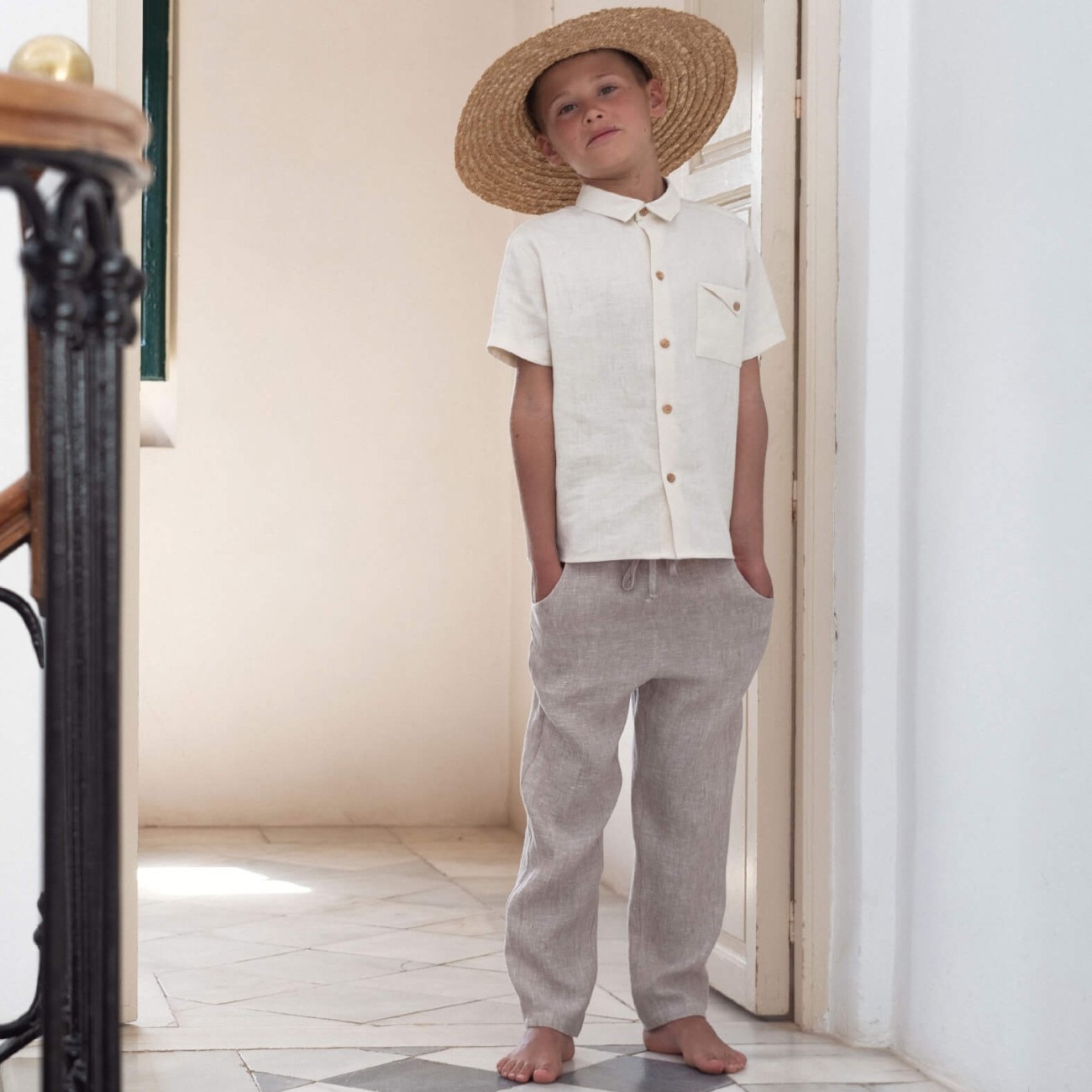 Off-white Linen Shirt W/ Collar