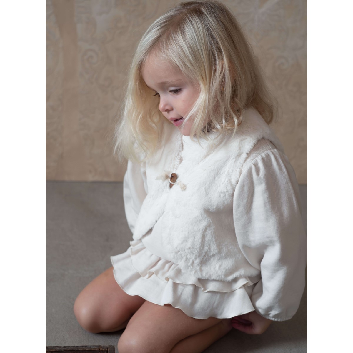 Frill Culotte W/ Removable Straps & Embroidered Blouse | Off White