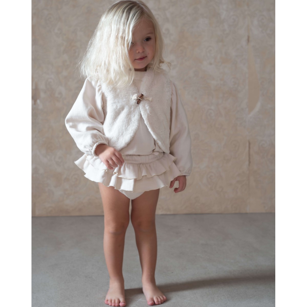 Frill Culotte W/ Removable Straps & Embroidered Blouse | Off White