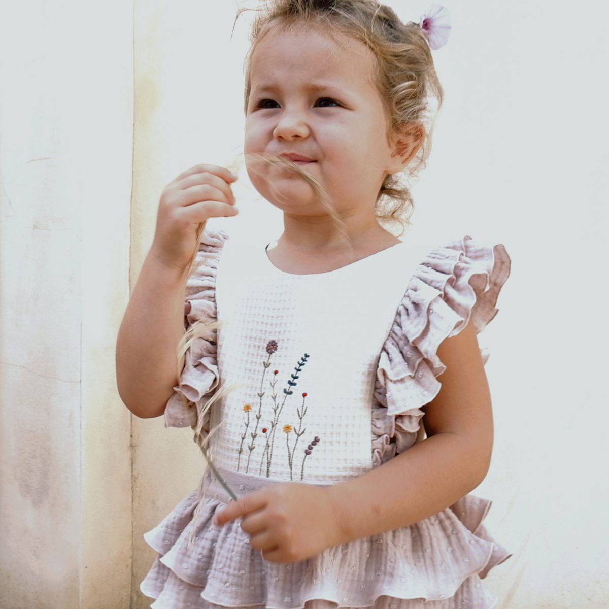 Pink Embroidered Romper