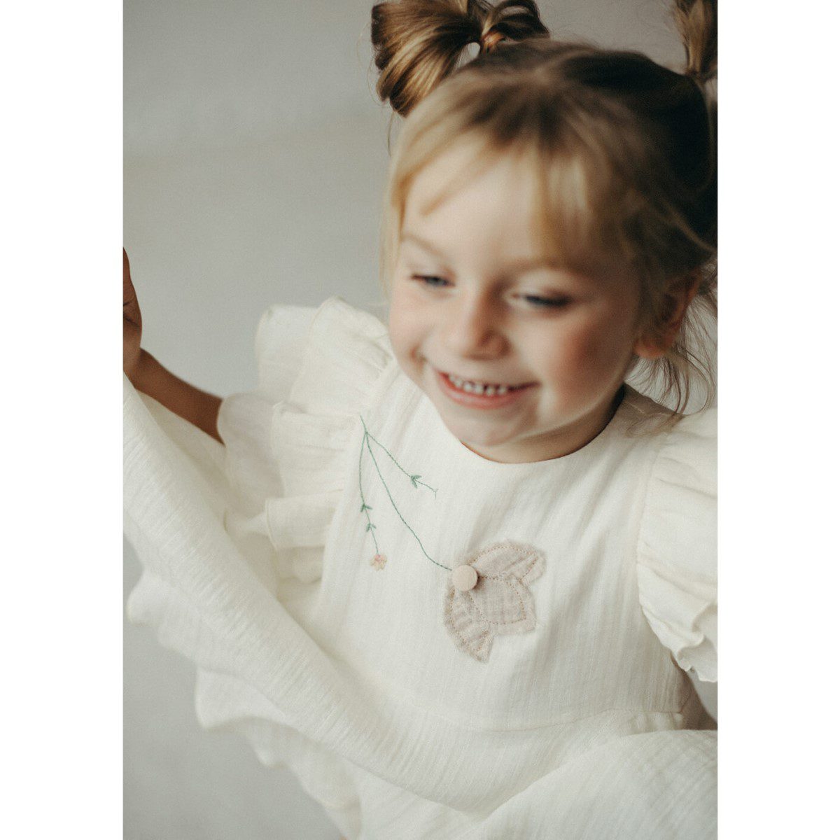 Organic Romper Suit with Cape-Style Skirt | Off-White