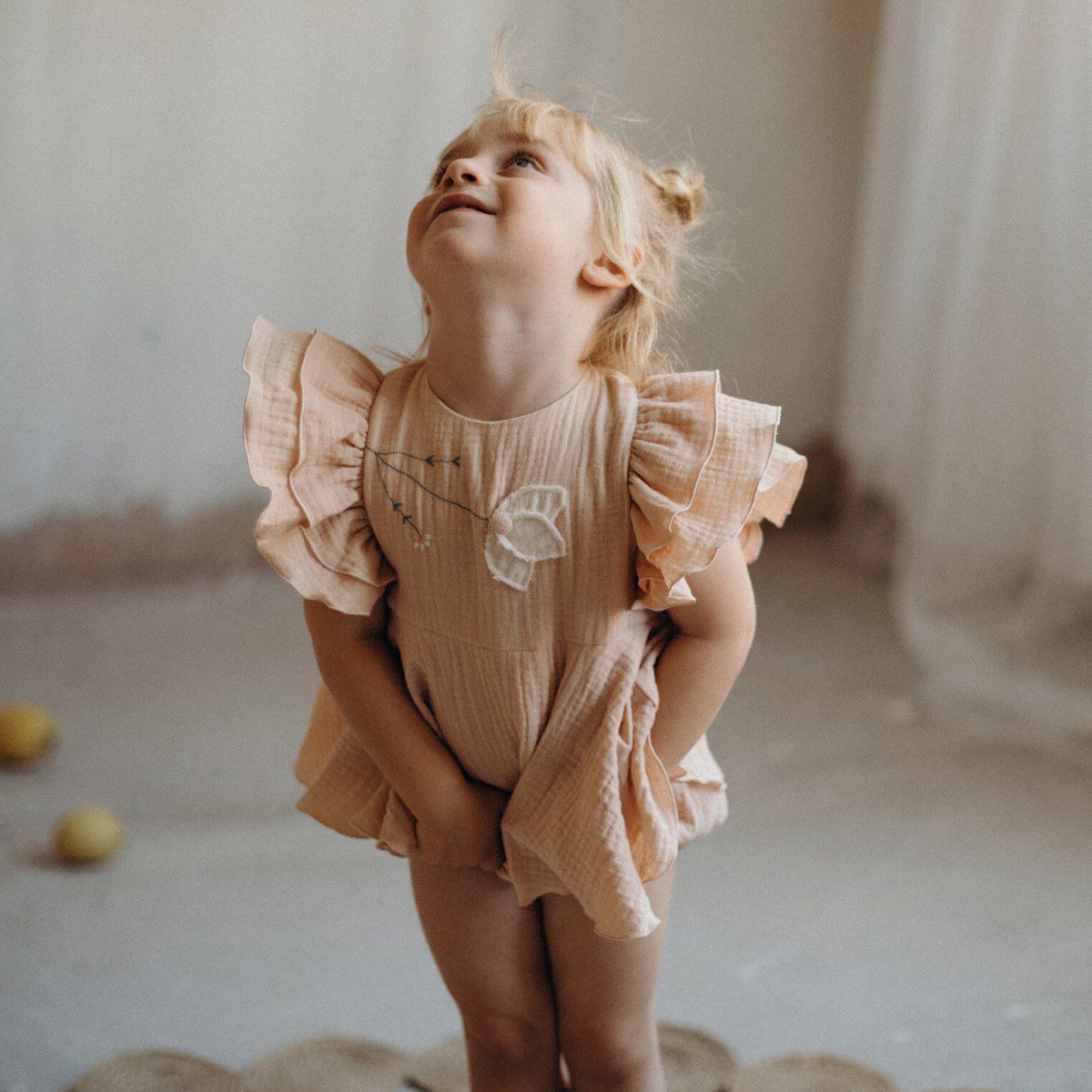 Organic Romper Suit with Cape-Style Skirt | Pink