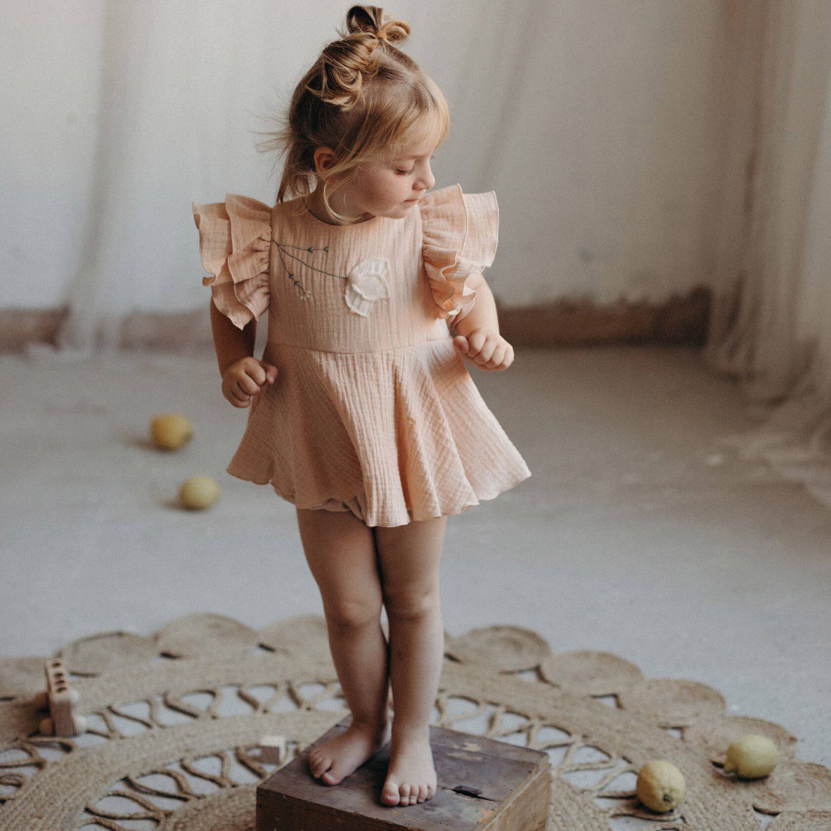 Organic Romper Suit with Cape-Style Skirt | Pink