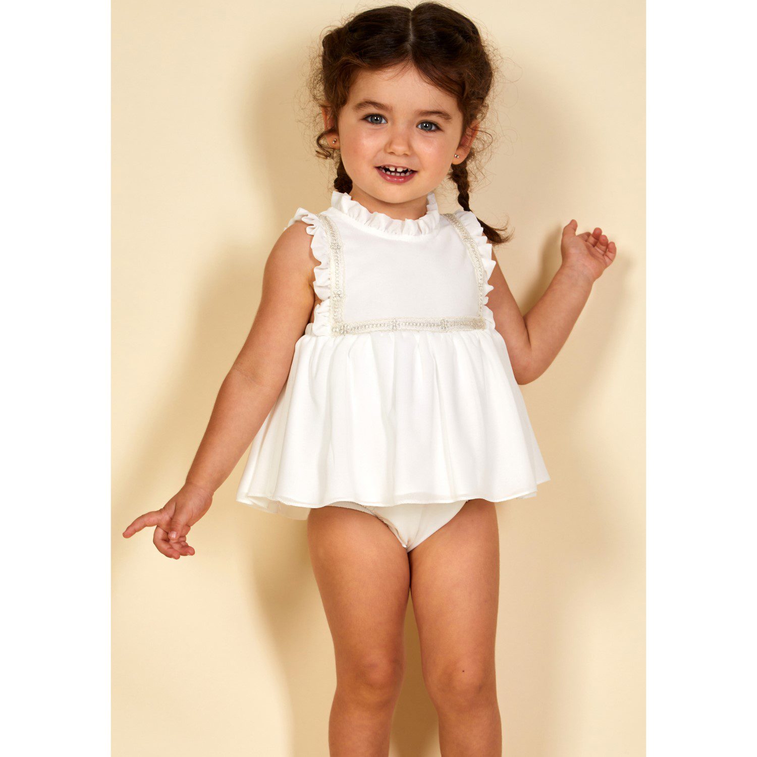Ivory Chiffon Jade Lace Romper