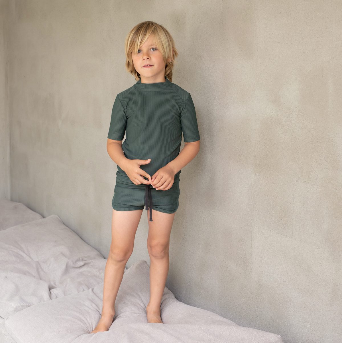 UV Top & Swim Shorts | Muted Emerald