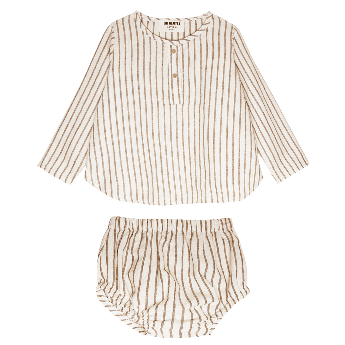 Placket Top & Woven Bloomer | Fennel Stripe