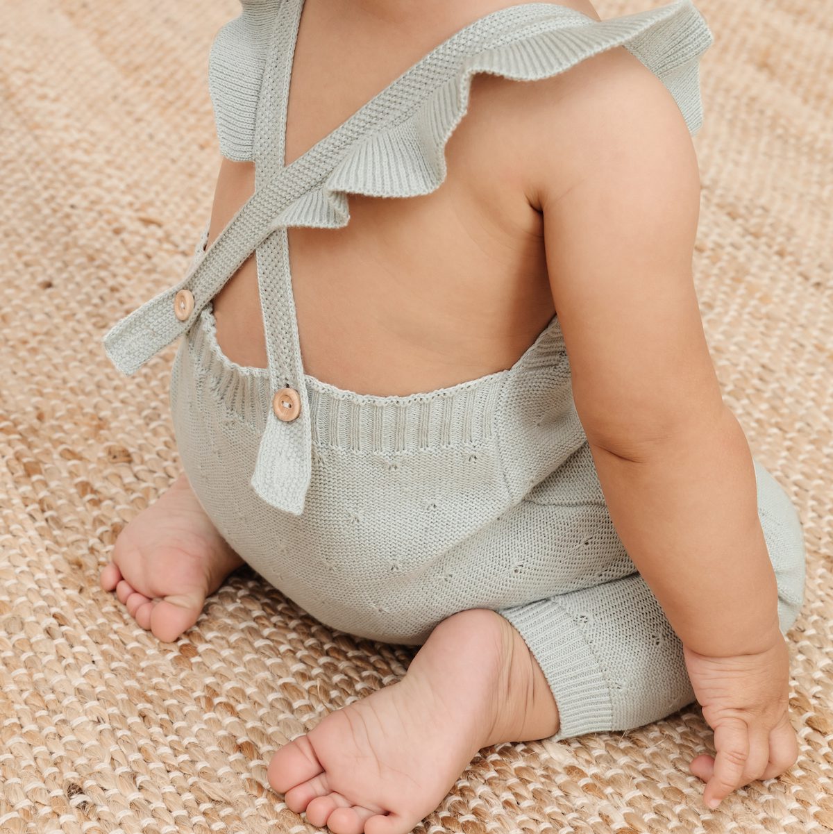 Pointelle Knit Overalls | Ivory