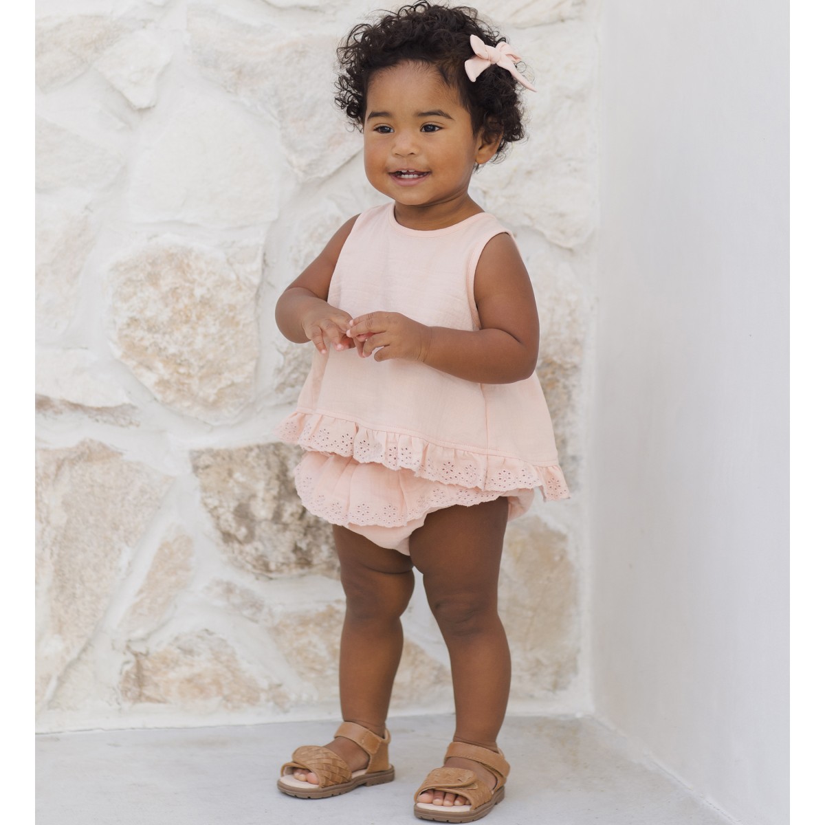 Ruffled Tulip Top + Bloomer Set | Melon