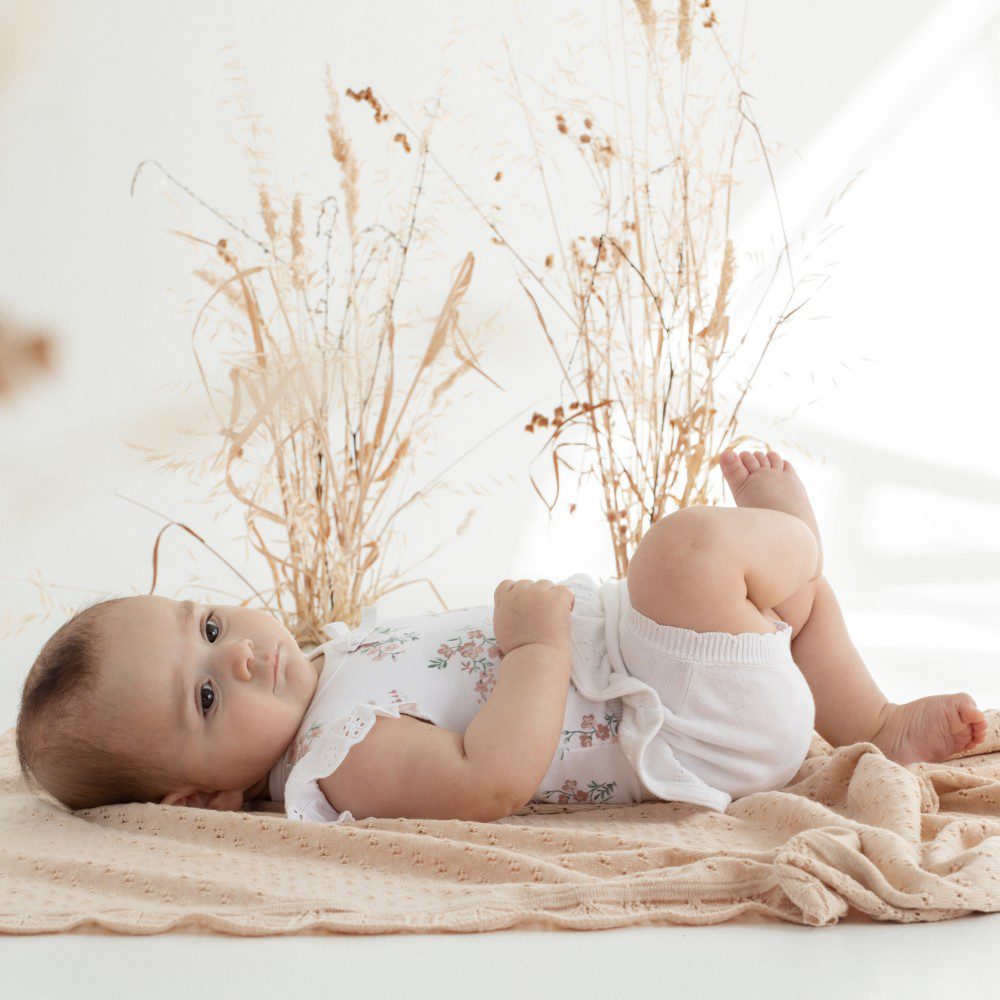 White Floral Knit Bloomers