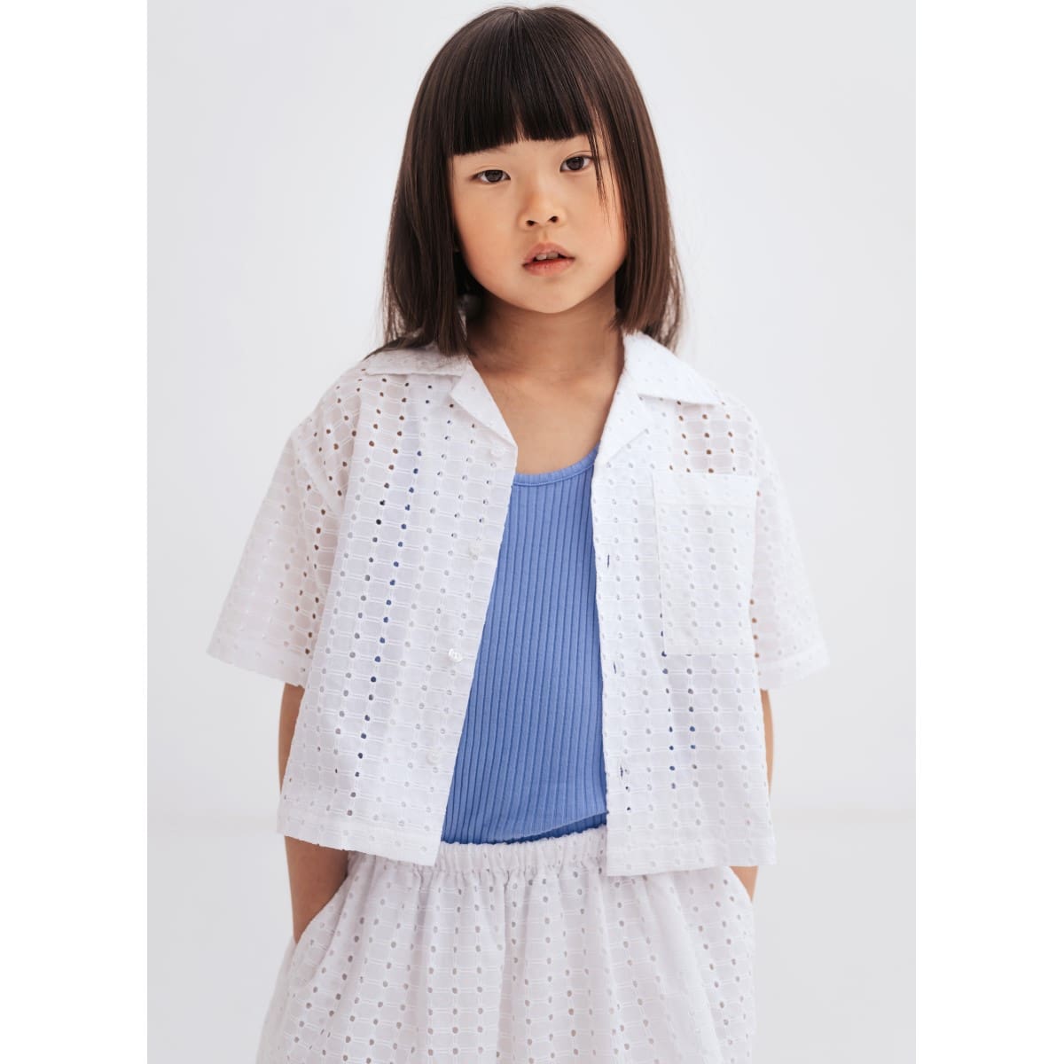 Cropped Shirt | Graphic Embroidery Anglaise