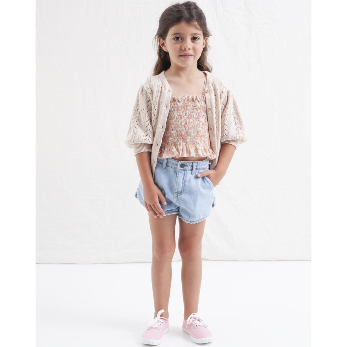 Floral Print Honeycomb Top