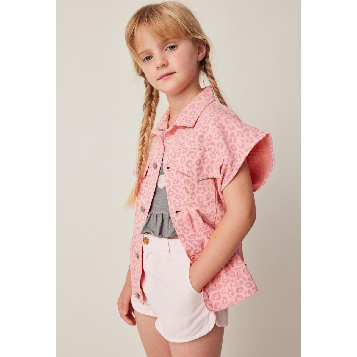 Animal Print Twill Vest