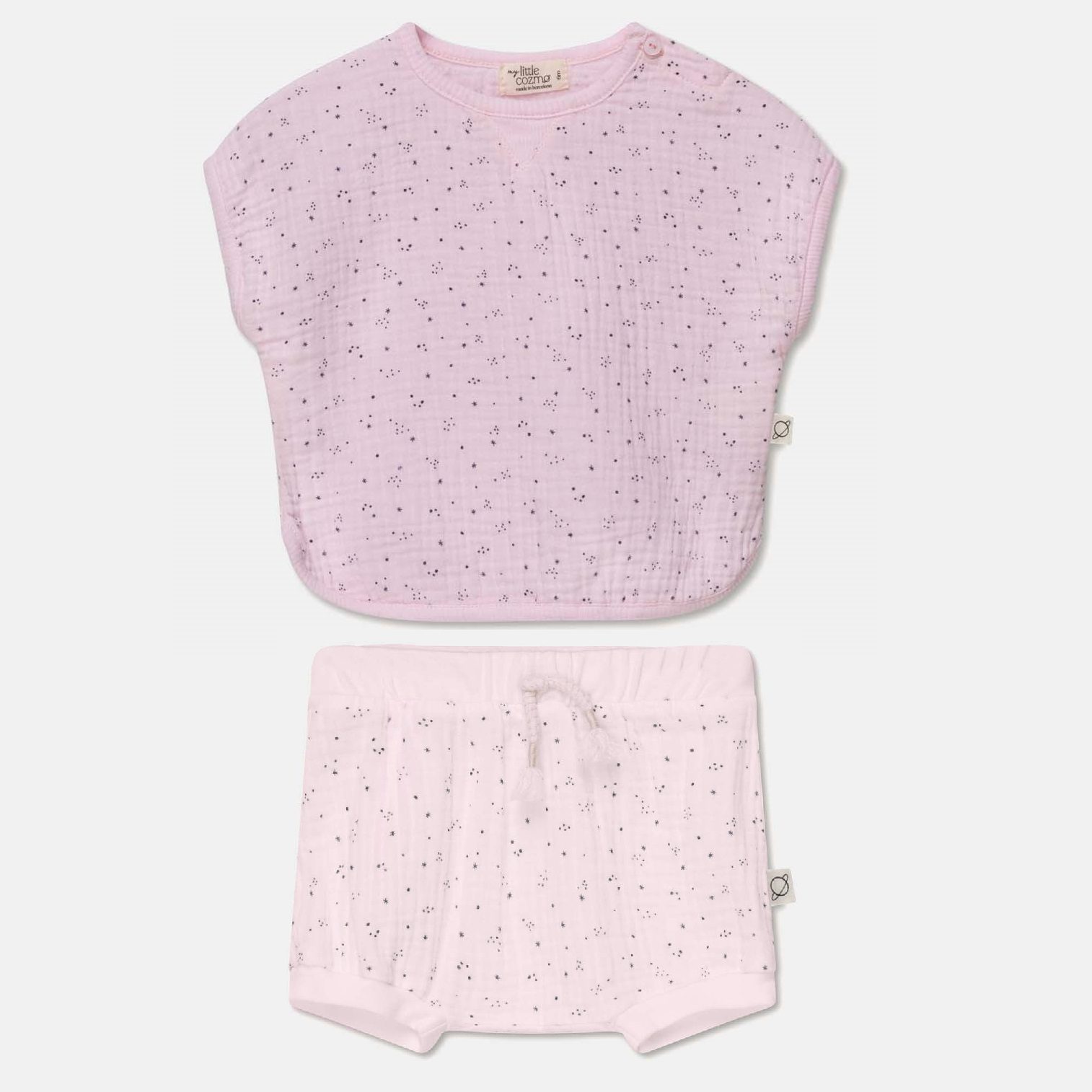 Grey Gauze Top & Ezra Gauze Shorts | Soft Pink