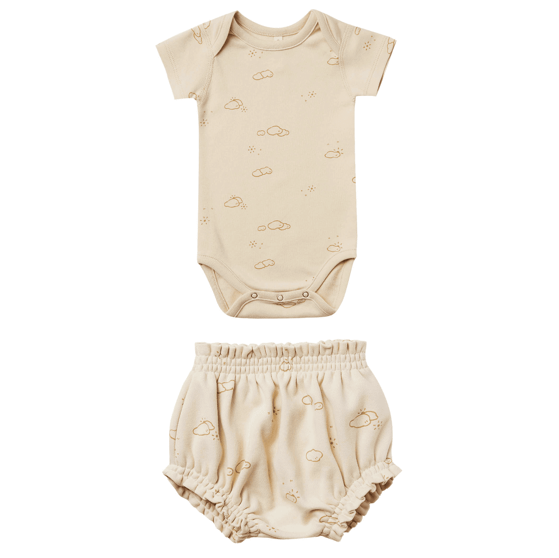S/S Bodysuit & Gathered Bloomer | Natural