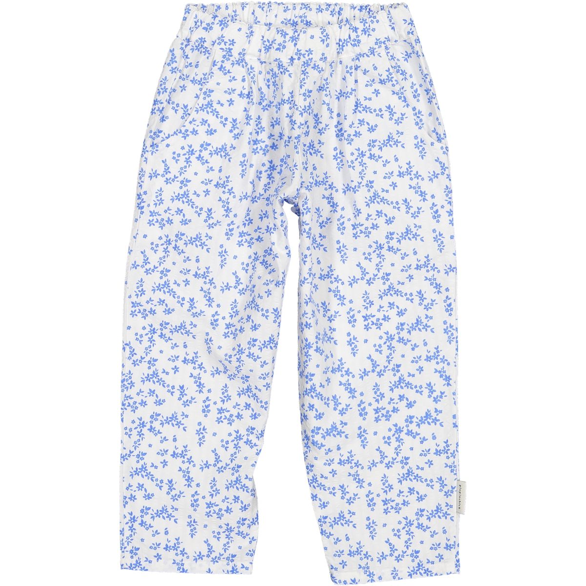 Trousers | White W/ Blue Little Flowers