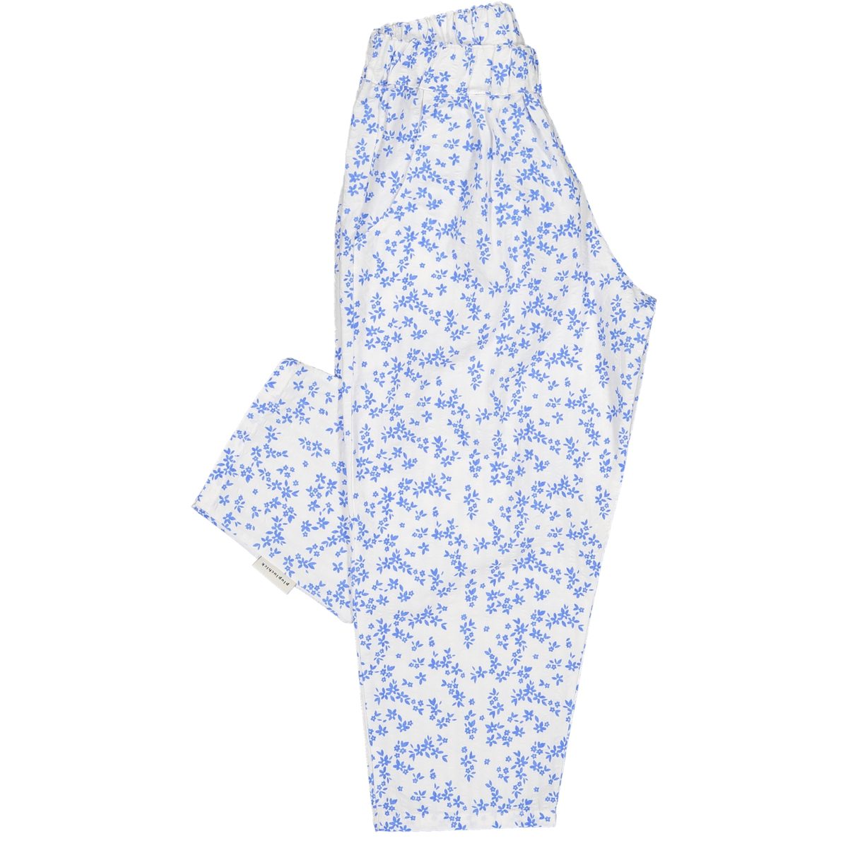 Trousers | White W/ Blue Little Flowers