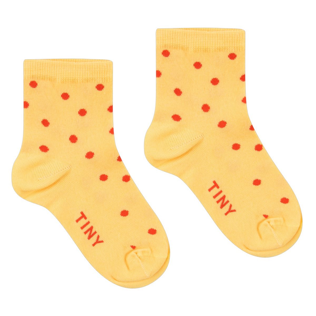 Dots Quarter Socks | Canary / Summer Red Dots