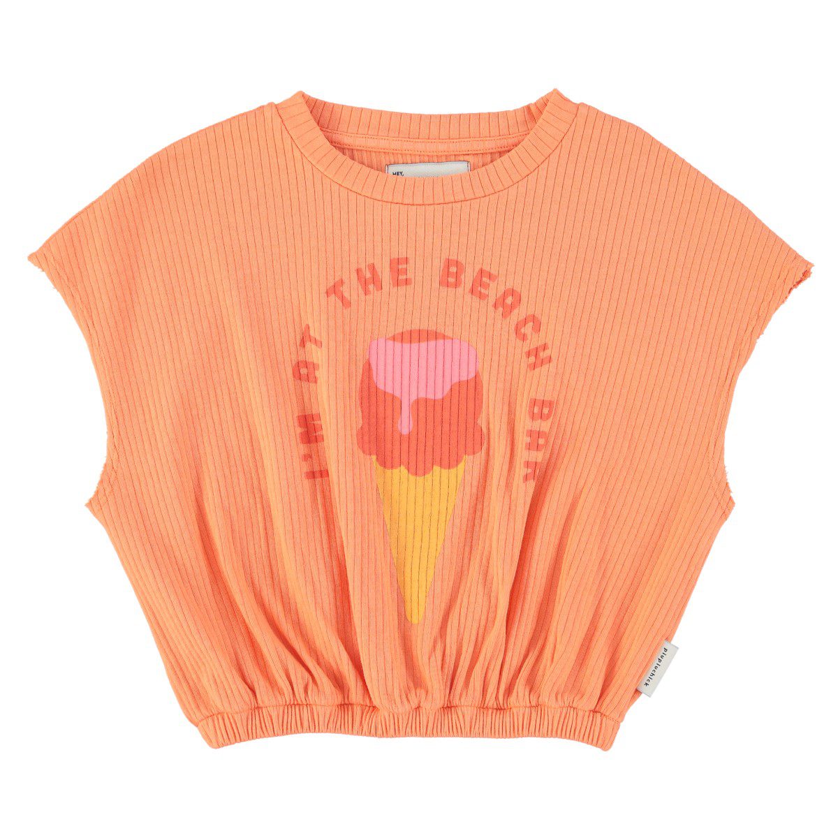 Sleeveless Top | Coral W/ Ice Cream Print