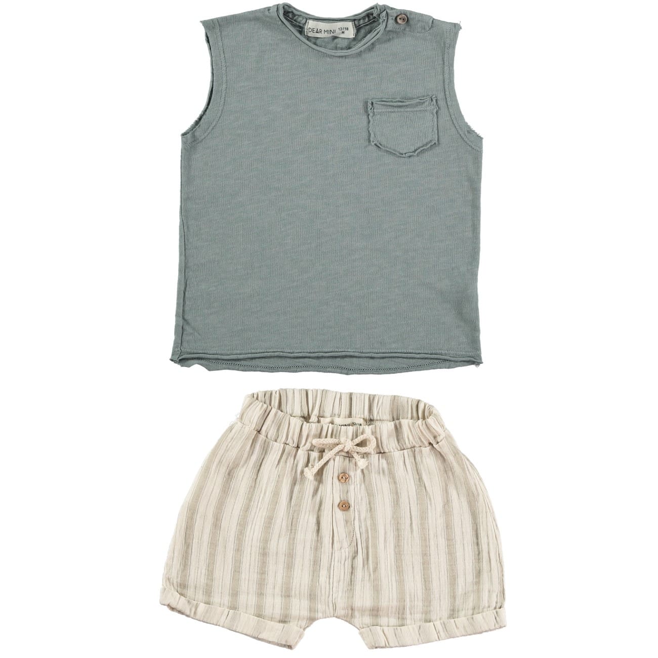 Sleeveless & Stripes Rustic Short | Blue Gray/Ecru