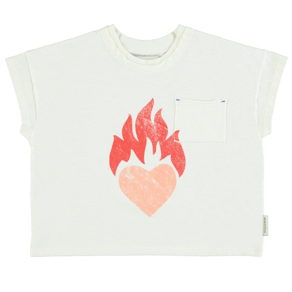 T-Shirt | Ecru W/ Heart Print