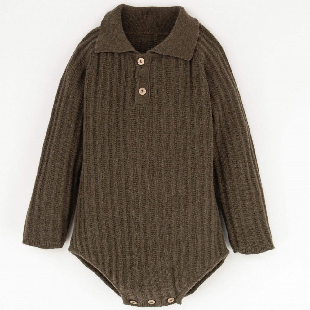 Green Knitted Romper Suit & Green Check Woollen Short Dungarees