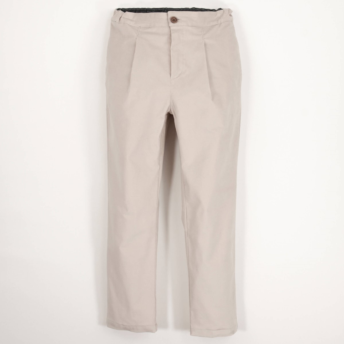 Beige Velvet Chino Trousers