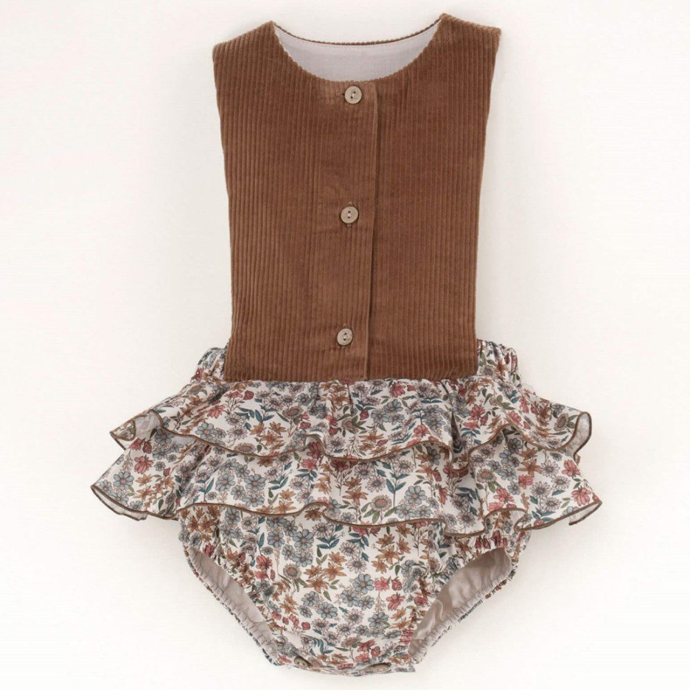 Off White Knitted Romper Suit & Multi-Coloured Floral Romper Suit
