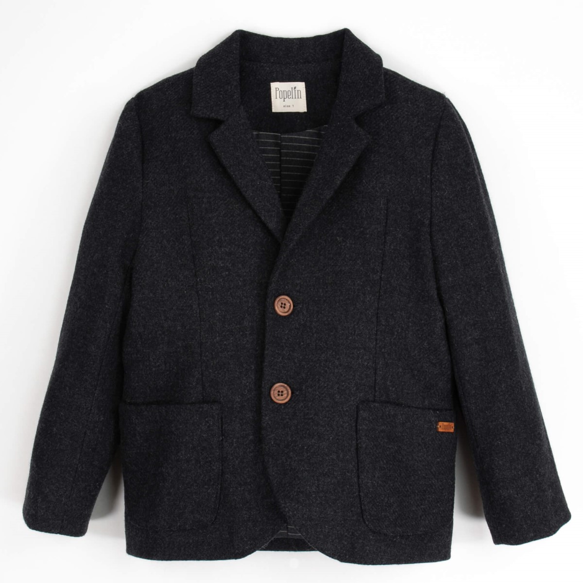 Dark Grey Woolen Blazer W/ Collar