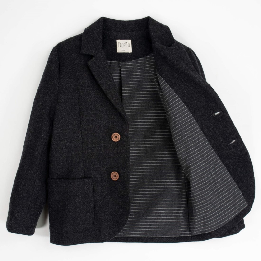 Dark Grey Woolen Blazer W/ Collar
