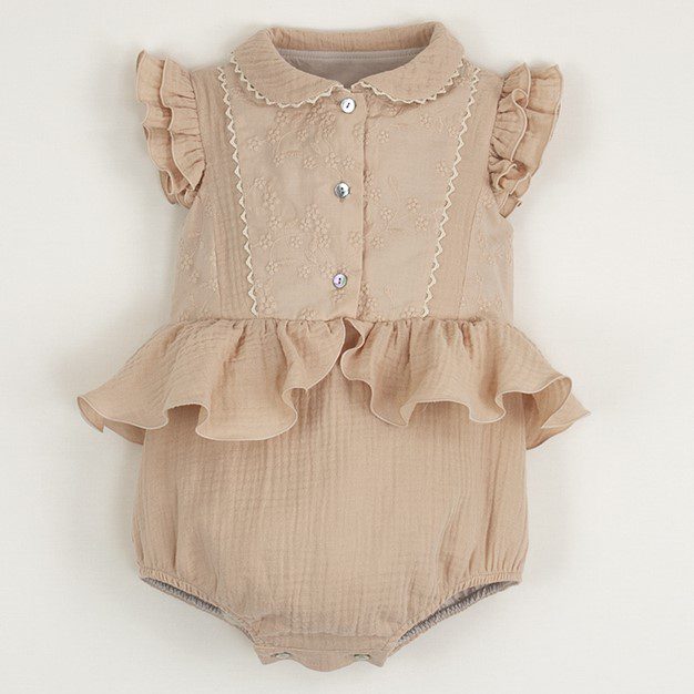 Organic Romper Suit with Collar | Pink