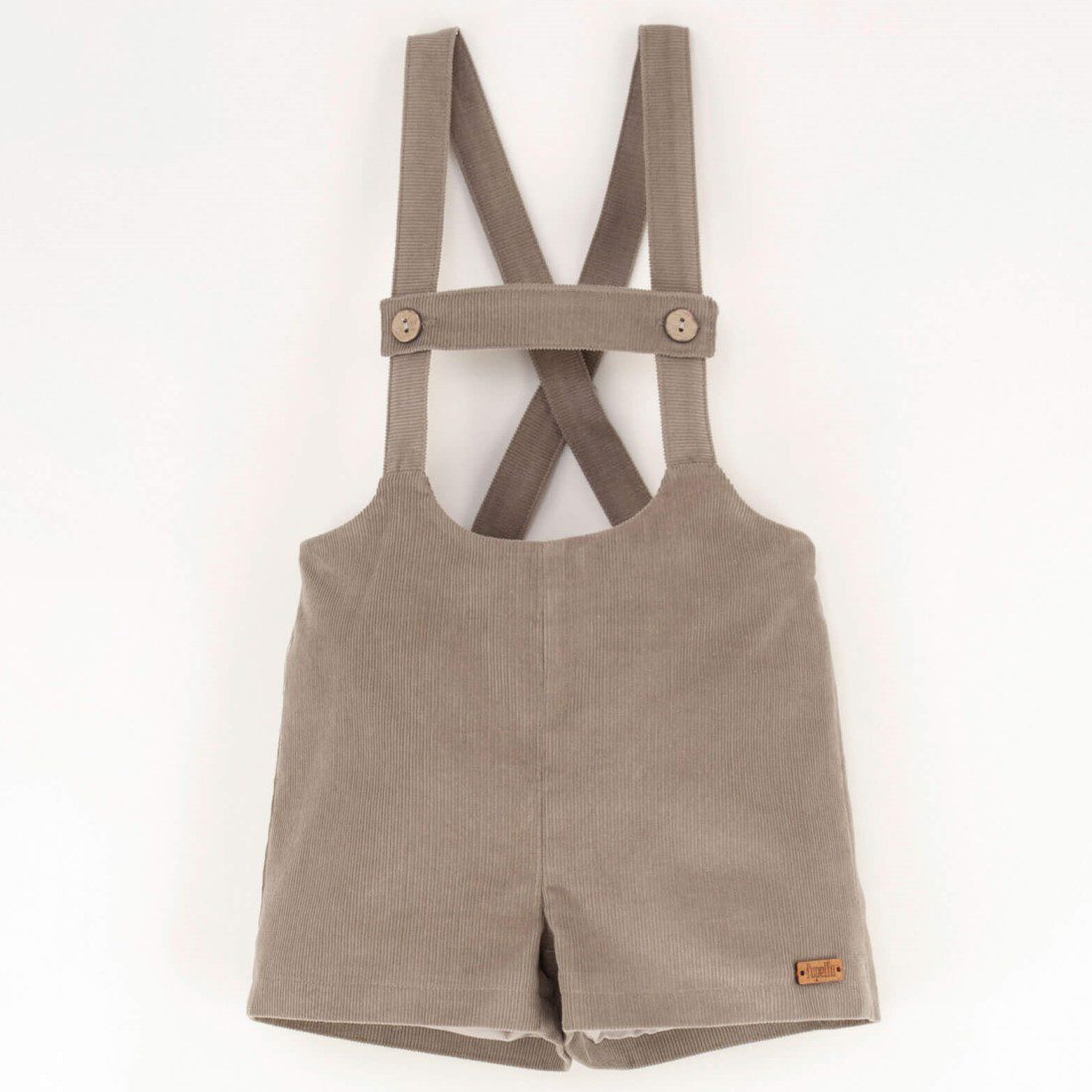 Beige Knitted Romper Suit & Taupe Short Dungarees W/ Straps