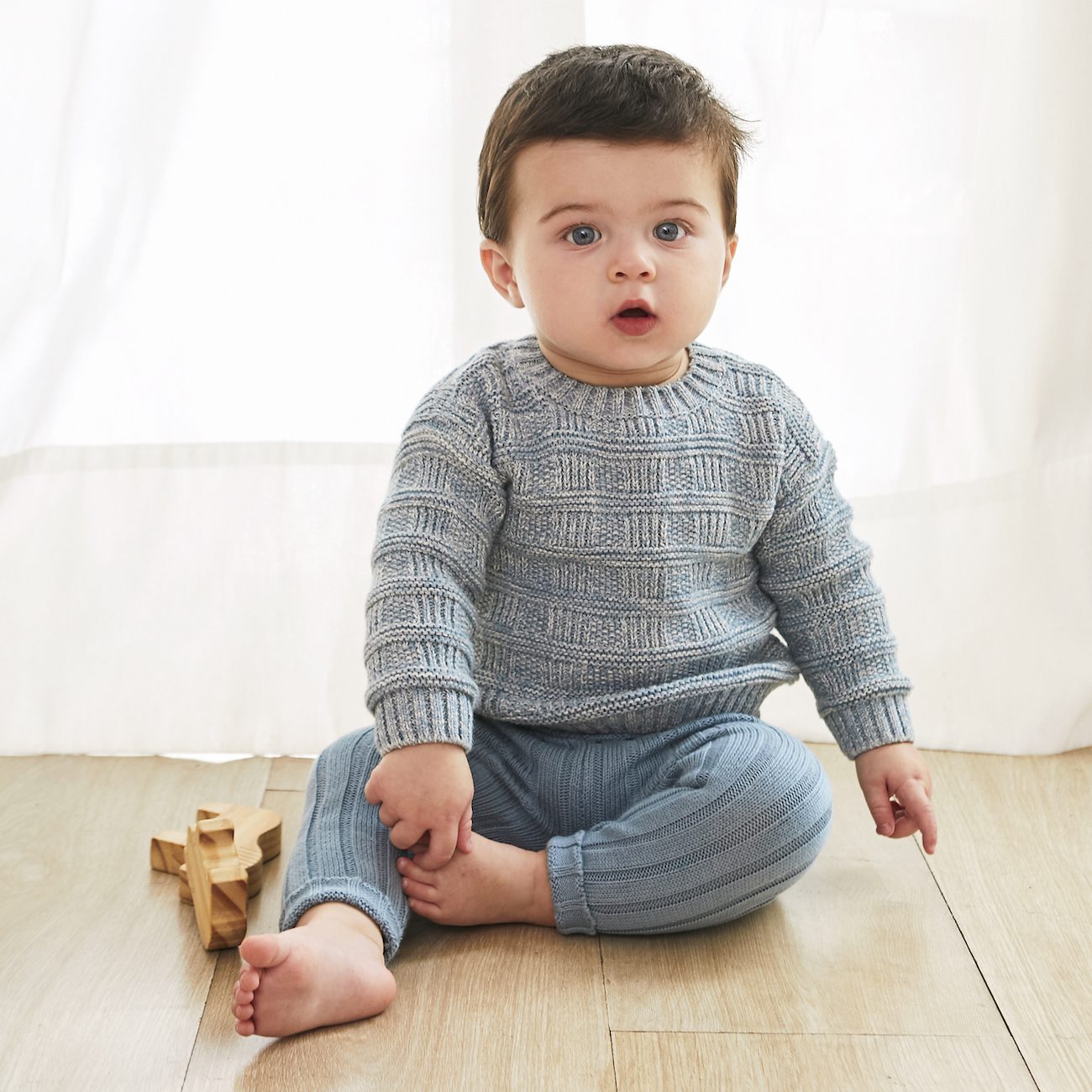 Cameron Sweater Natural & Knitted Leggings Steel Blue