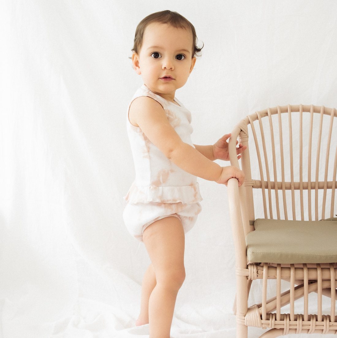 Tie Dye Ruffle Set | Dusty Rose