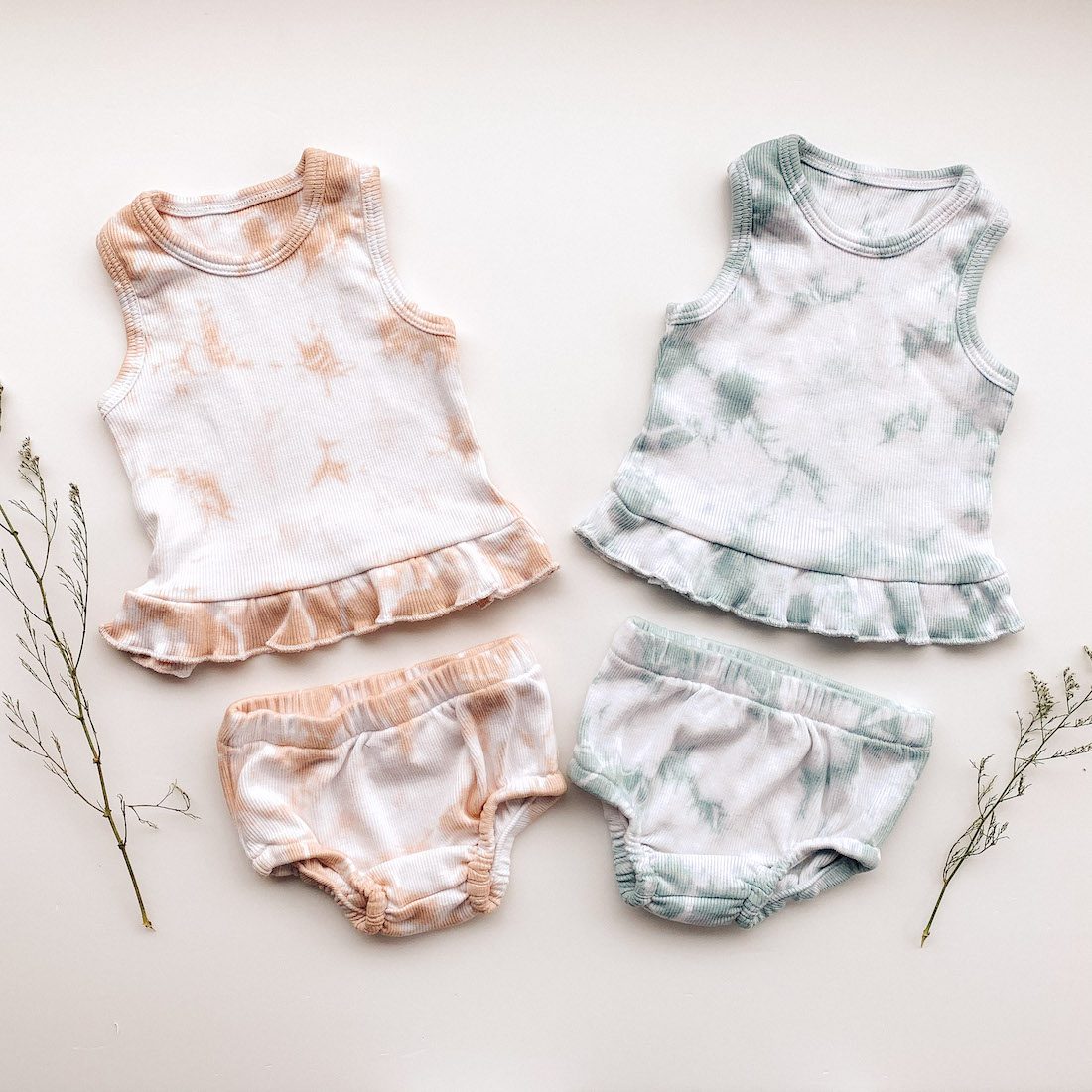 Tie Dye Ruffle Set | Dusty Rose