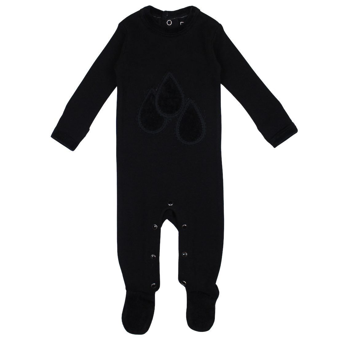 Velveteen Graphic Baby Footie | Black