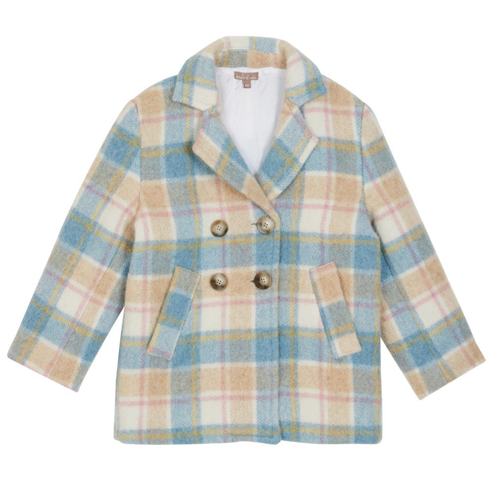 Pastel Check Pure Wool Coat | CARREAU