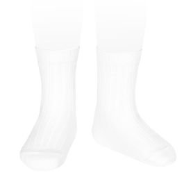 2016/4 Basic Ribbed Short Socks | White 200