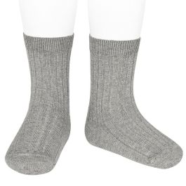 2016/4 Basic Ribbed Short Socks | Aluminum 221