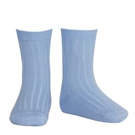 2016/4 Basic Ribbed Short Socks | Bluish 446
