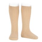 MERINO WOOL-Blend Rib Knee High Socks | Beige (935)