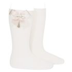 Grossgrain Side Bow Knee-high Socks | Cream (202)