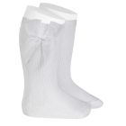 Knee High Socks W/ Organza Bow | White (200)