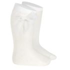 Knee High Socks W/ Organza Bow | Beige (202)