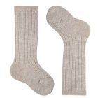 1216/2 Merino Wool Blend Rib Knee Socks | Oatmeal 901