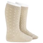 2318/2 3d Polka Dot Relief Knee Socks | Linen 304