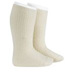 Merino Wool Blend Patterned Knee Socks | Beige 913