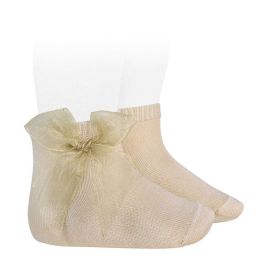 2439/4 Ceremony Short Socks W/ Organza Bow | Linen 304